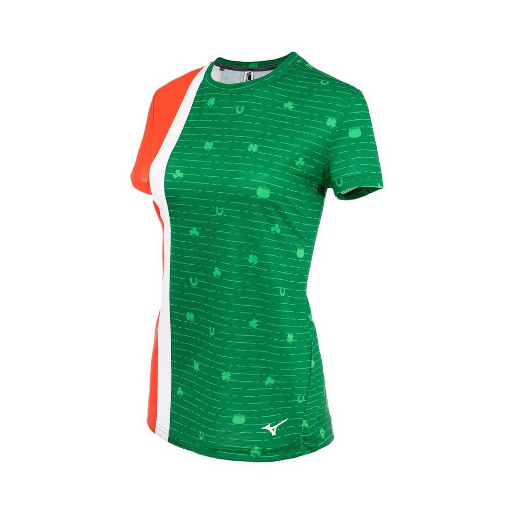 Damske Tričko Mizuno Printable Short Sleeve Zelene Vypredaj YAGU65238